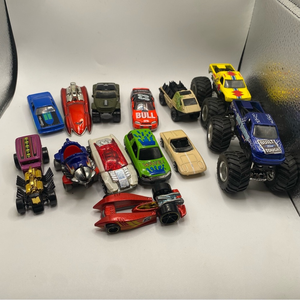 Lot Of Vintage Hot Wheels Cars And Monster Trucks With Bazoomka, Way 2 Fast.